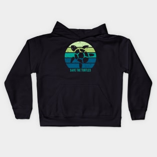 Vintage Sunset Save The Turtles Kids Hoodie